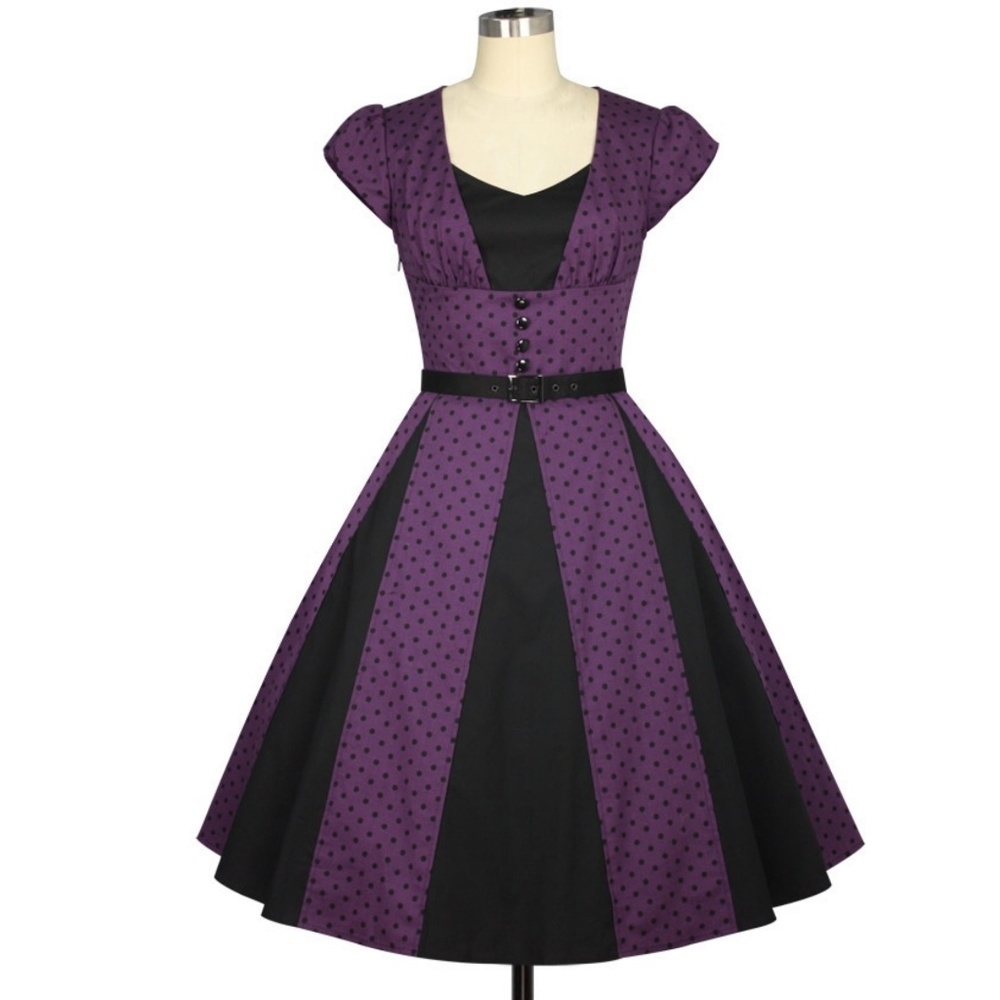 Polka Dot Panel Contrast Pin Up Dress